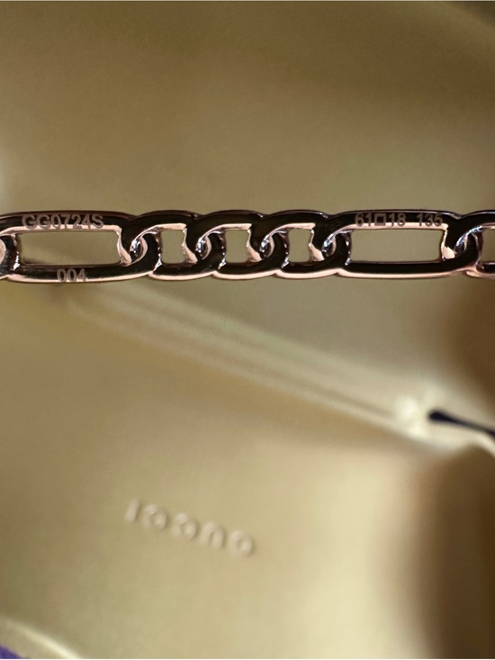 GUCCI 61mm Square Frame Sunglasses In Gold Blue Chain Star Pendant Drops GG0724S main image 5